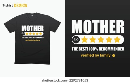 "Five Stars Mother" Mothers Day Gifts, Gift For Mothers, Typography lettering quote design. Typography funny phrase. For stickers, t-shirts,mugs, etc. Eps 10.