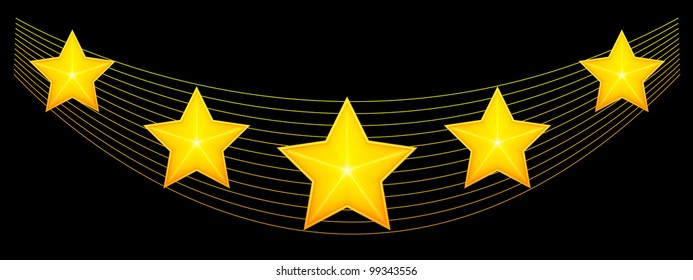 Five stars on the black background vector