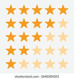 Five stars orange icon customer product rating review flat icon for apps and websites	
