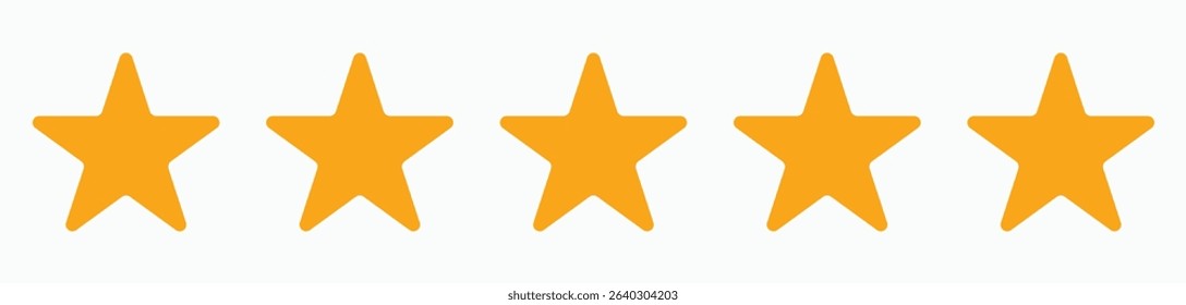 Five stars orange icon customer product rating review flat icon for apps and websites	

