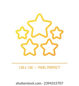 Five stars pixel perfect gradient linear vector icon. High rating of company products. Customer feedback about service. Thin line color symbol. Modern style pictogram. Vector isolated outline drawing