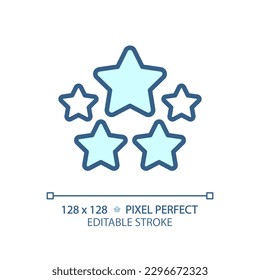 Five stars pixel perfect RGB color icon. High rating of company products. Customer feedback about service quality. Isolated vector illustration. Simple filled line drawing. Editable stroke