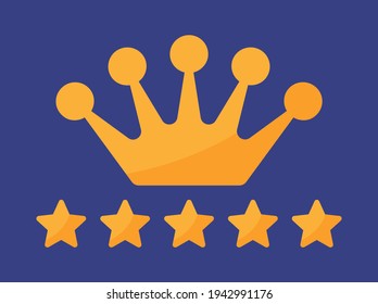 Five stars premium golden crown, vector illustration. Best quality of product.
