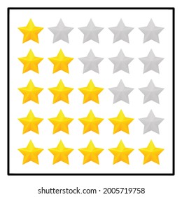Five stars quality rating icon. Vector illustration. Isolated in White