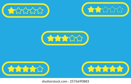 Five stars quality rating icon. Vector illustration. Customer feedback concept. Vector isolated flat illustration for web design. Rating stars feedback icon set