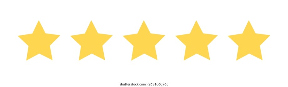 Five stars quality rating icon. Customer product review design elements. Vector illustration.