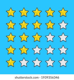 Five Stars Quality Rating Vector Icon Illustration set. Customer Product Rating Review Flat Icon