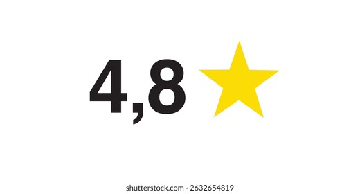 Five stars rate icon. 4,8 stars customer product rating review flat icon. Customer review with five yellow stars. Service satisfaction, quality, good rate vector illustration