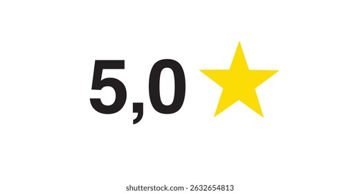 Five stars rate icon. 5 stars customer product rating review flat icon. Customer review with five yellow stars. Service satisfaction, quality, good rate vector illustratio