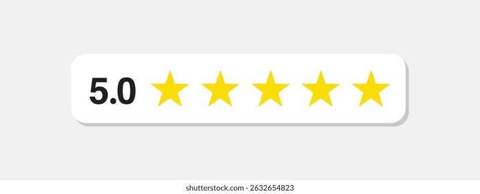 Five stars rate icon. 5 stars customer product rating review flat icon. Customer review with five yellow stars. Service satisfaction, quality, good rate vector illustratio