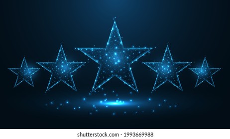 Five stars rate line connection. Low poly wireframe design. Abstract geometric background. vector illustration.