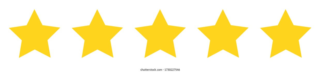 Five stars rate line flat style. Quality rank service symbol. Isolated on white background