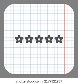 Cinco estrellas, vector de icono de velocidad simple. Diseño plano. En papel gráfico. Fondo gris.ai