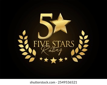 Five stars rating award winner emblem of gold laurel wreath stock illustration 