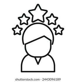 Five stars rating blogger icon outline vector. Best media content. Change new ad