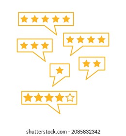 Five stars rating. Bubble with Feedback icon concept isolated on white background. Vector illustration