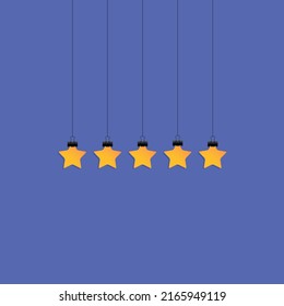 five stars rating button for experience reviews on application or website ,stars rating icon vector