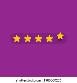 Five stars rating button on a purple background vector illustration