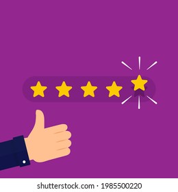 Five Stars Rating Button Thumb On Stock Vector (Royalty Free ...