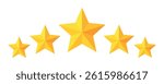 Five stars rating button vector illustration. Set of five yellow stars representing customer feedback and product evaluation. Flat design style on isolated white background