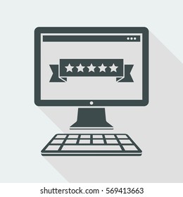 Five stars rating computer - Vector flat minimal icon