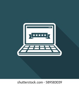 Five stars rating computer - Vector flat minimal icon