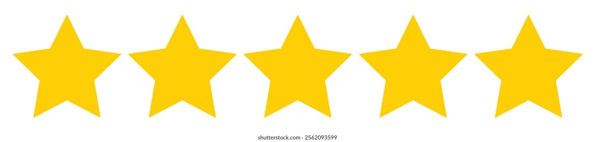 Five stars rating. Five stars customer product rating review. Golden isolated five stars. Customer feedback. Vector 5 stars rating review.