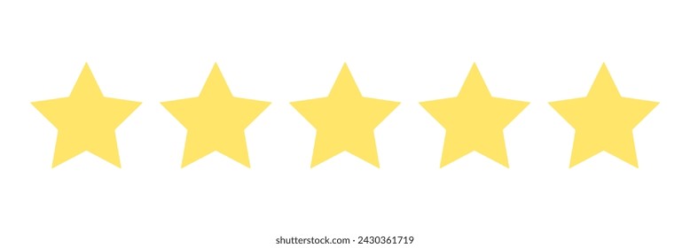 Five Stars . Rating Stars Flat Icon. Vector Illustation, eps10