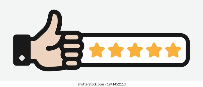 Five stars rating, high recommend quality of product icon symbol vector illustration. 