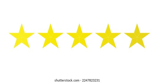 Five stars rating icon. Five stars customer product rating. Vector illustration. Premium quality. Golden stars