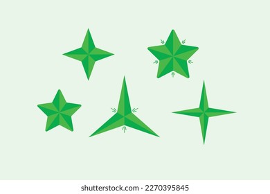 Five stars rating icon. Five stars customer product rating. Vector illustration. Premium quality. star green