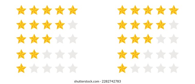 Five stars rating icon. Five stars customer product rating.