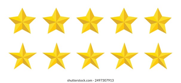 Five stars rating icon. Five stars customer product rating. Vector illustration. Premium quality. Golden stars