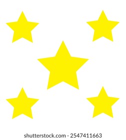 Icono de calificación de cinco estrellas. Calificación de producto Cliente de cinco estrellas. Ilustración vectorial. Calidad Premium. Estrellas doradas