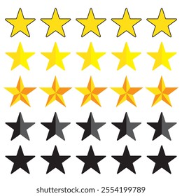 Five stars rating icon. Five stars customer product rating. Vector illustration. Premium quality. Golden stars