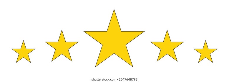 Five stars rating icon. Five stars customer product rating. Vector illustration. Premium quality. Golden stars.