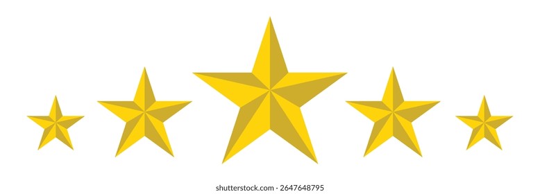 Five stars rating icon. Five stars customer product rating. Vector illustration. Premium quality. Golden stars.