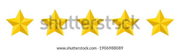 Five stars
rating icon. Five stars customer product rating. Vector
illustration. Premium quality. Golden
stars