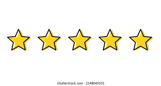 Five stars rating icon on white background.