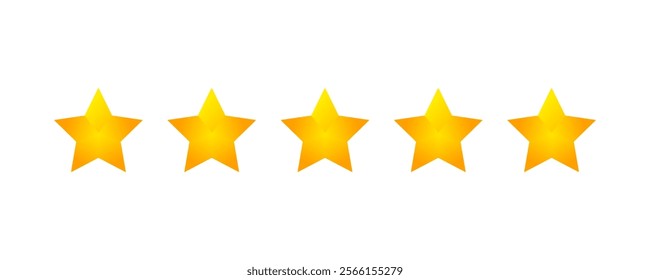 Five stars rating icon set. Yellow 5 star customer product review. Rating, feedback, quality transparent png and vector