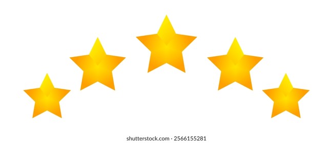 Five stars rating icon set. Yellow 5 star customer product review. Rating, feedback, quality transparent png and vector