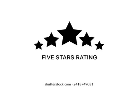 Five stars rating icon. Silhouette style. Vector icon