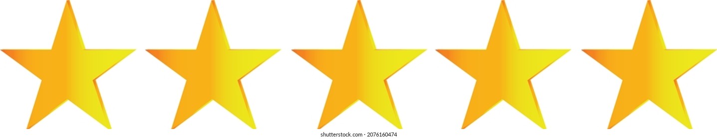 five stars rating icon vector, golden stars