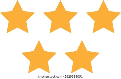 Five Stars Rating Icon Vector Flat Illustration