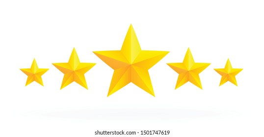 Five stars rating icon.Five stars customer product rating review - stock vector.