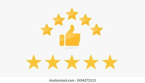 Five stars rating review icon. Feedback, Best seller, Quality icon isolated on white background. Vector illustration