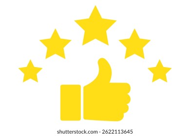 Five stars rating review icon. Feedback, Best seller, Quality icon isolated on white background. Vector illustration.