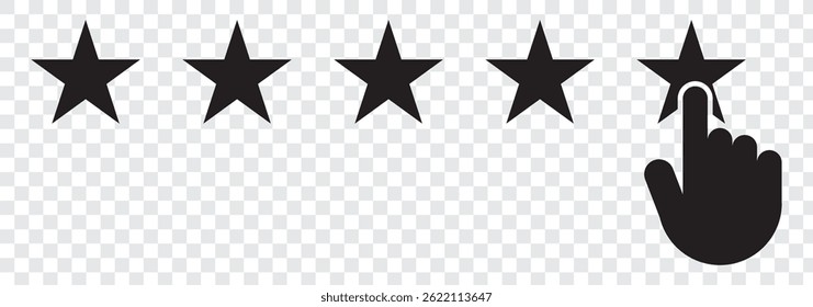 Five stars rating review icon. Feedback, Best seller, Quality icon isolated on white background. Vector illustration.
