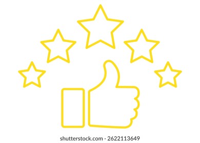 Five stars rating review icon. Feedback, Best seller, Quality icon isolated on white background. Vector illustration.