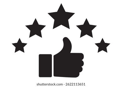 Five stars rating review icon. Feedback, Best seller, Quality icon isolated on white background. Vector illustration.